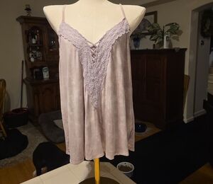 American Eagle Outfitters Lilac Lace Tank Top